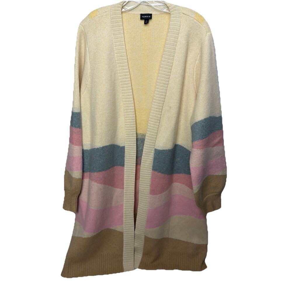 Torrid Chunky Duster Sweater Sunrise Women 2 Open Front